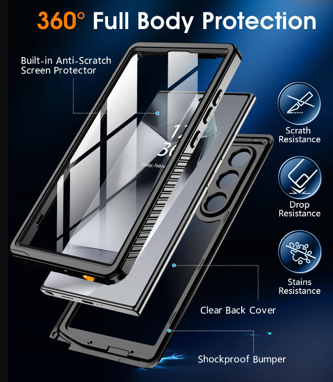 Samsung Galaxy S24 Ultra Waterproof Shockproof Case + Snap Deal.