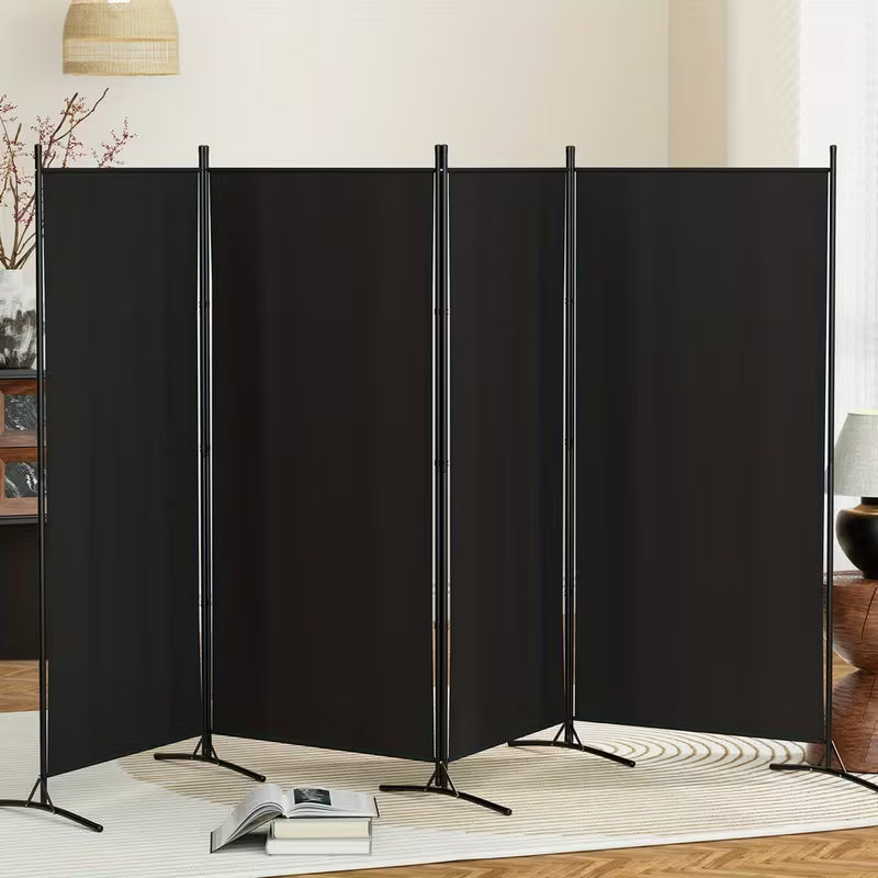 4 Panel Room Divider Black 345CM x 180CM