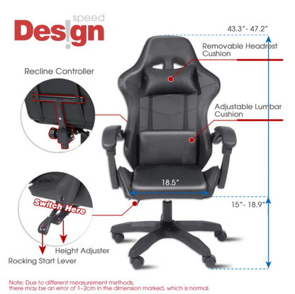 Gaming Chair With Headrest and Foot Rest