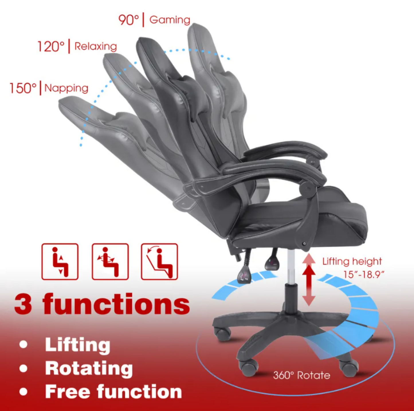 Gaming Chair With Headrest and Foot Rest