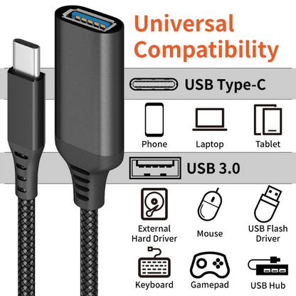 USB Type-C Male to USB 3.0 Female OTG Cable