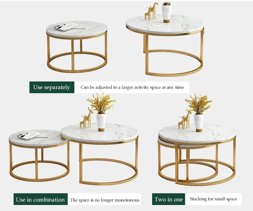Nesting Coffee Table Faux Marble Small Round Coffee Tables