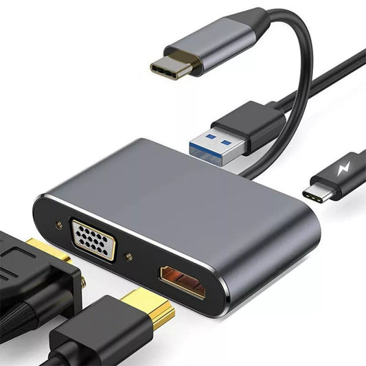USB C to HDMI VGA Type-C USB Multiport Splitter Adapter Converter