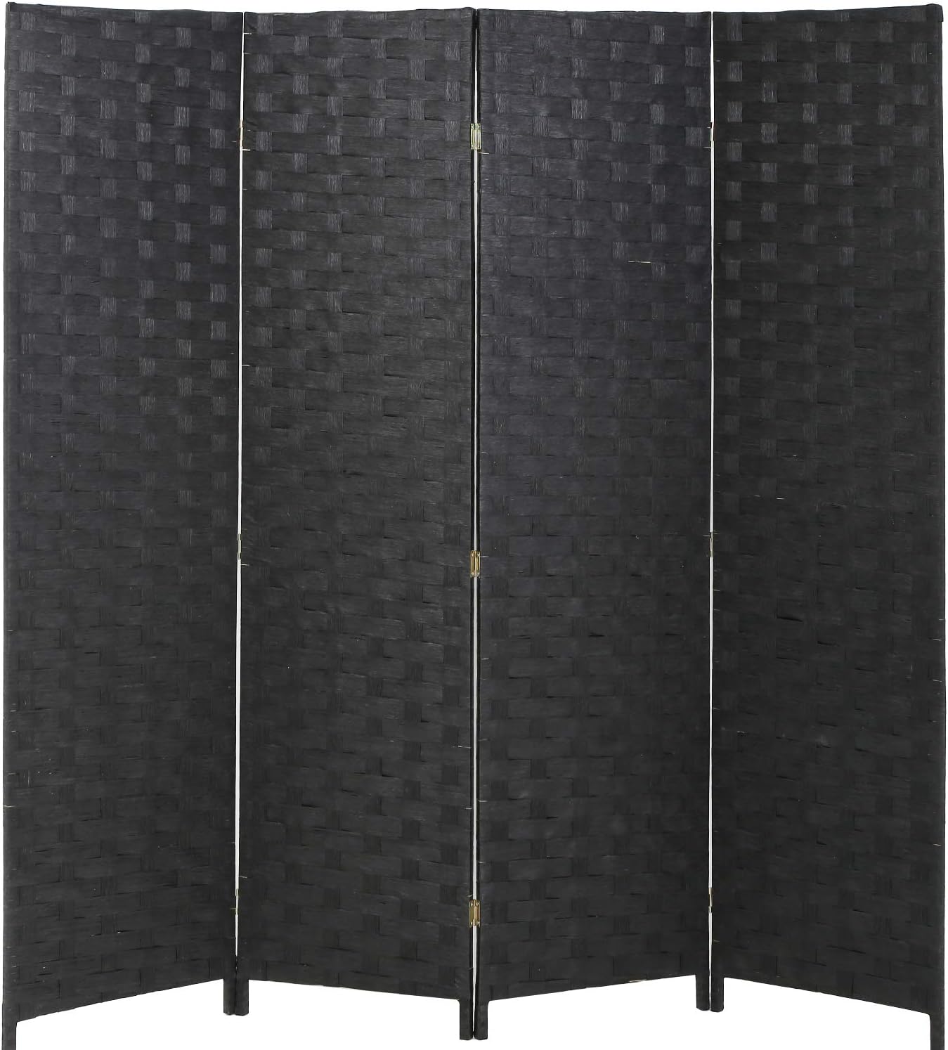 Black three-panel room divider on a white background