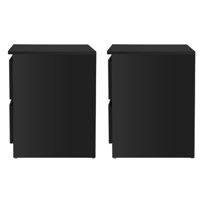 2x Bedside Table 2 Drawers - Black