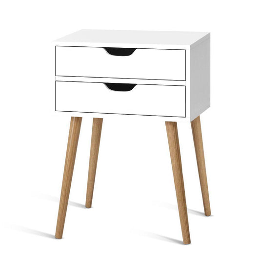 White 2-Drawer Bedside Table