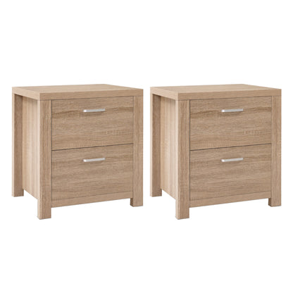 2x Bedside Table 2 Drawers - MAXI Pine