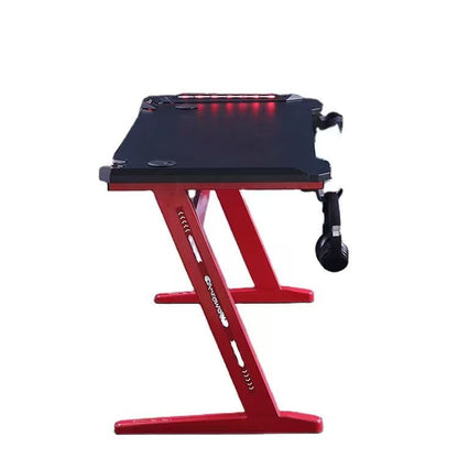 Gaming Desk with LED Lights Computer Desk Z Shaped Desk