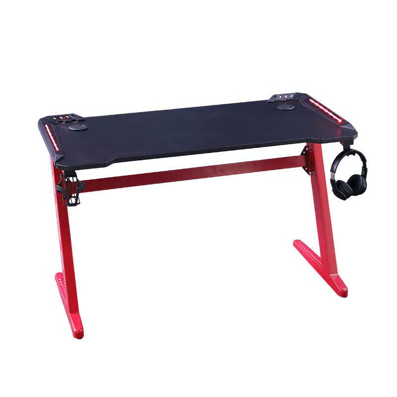 Gaming Desk with LED Lights Computer Desk Z Shaped Desk