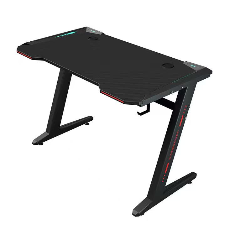 Gaming Desk with LED Lights Computer Desk Z Shaped Desk