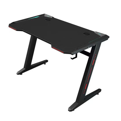 Gaming Desk with LED Lights Computer Desk Z Shaped Desk