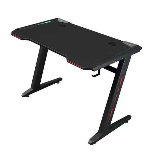 Gaming Desk with LED Lights Computer Desk Z Shaped Desk