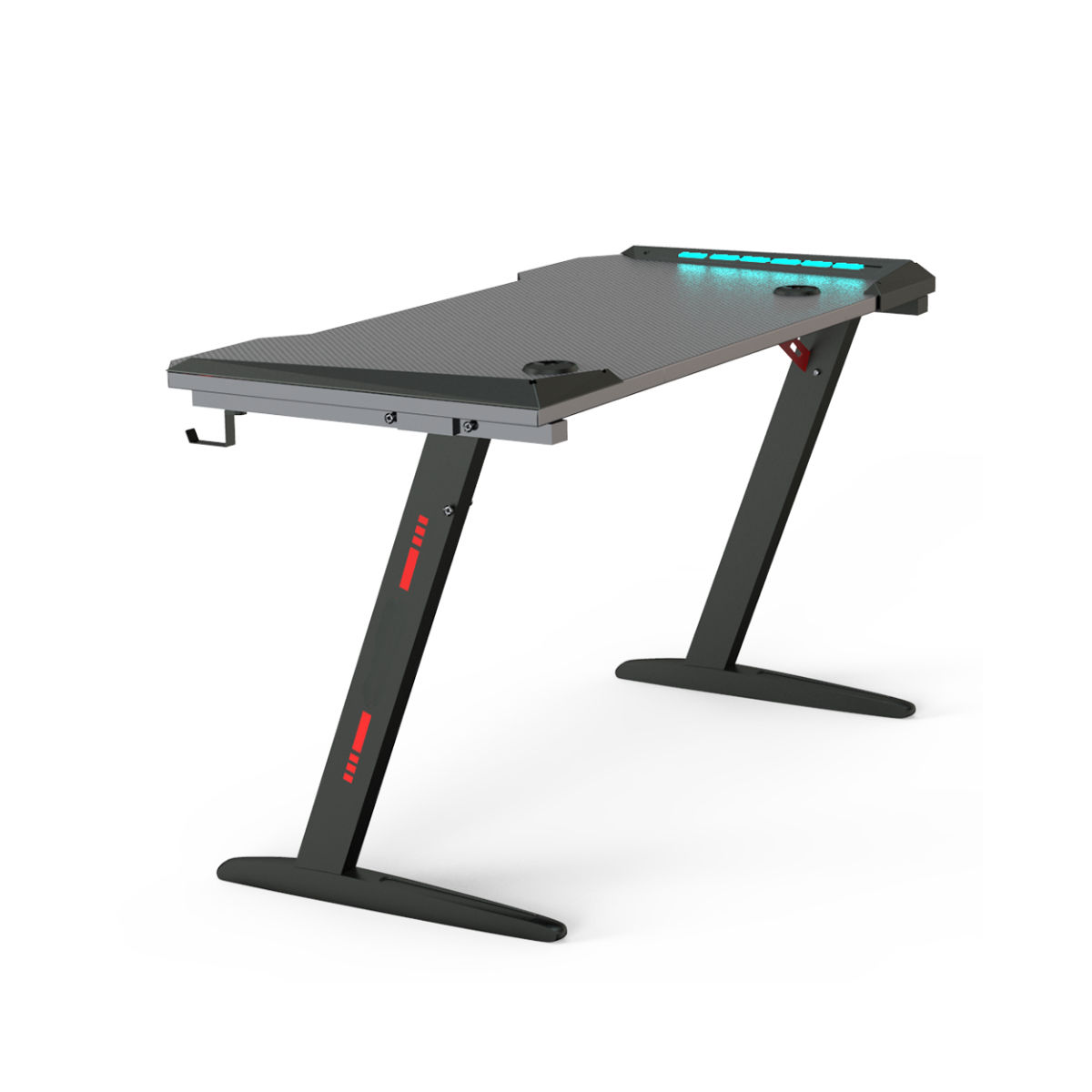 Gaming Desk with LED Lights Computer Desk Z Shaped Desk