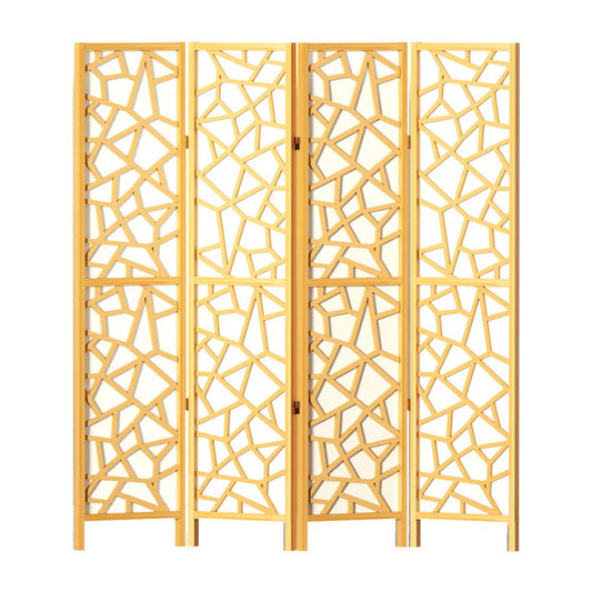 4 Panel Room Divider Screen 162x170cm Clover Natural