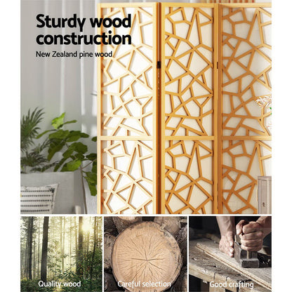 4 Panel Room Divider Screen 162x170cm Clover Natural