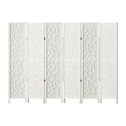 6 Panel Room Divider Screen 244x170cm Clover White