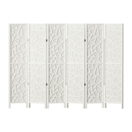 6 Panel Room Divider Screen 244x170cm Clover White