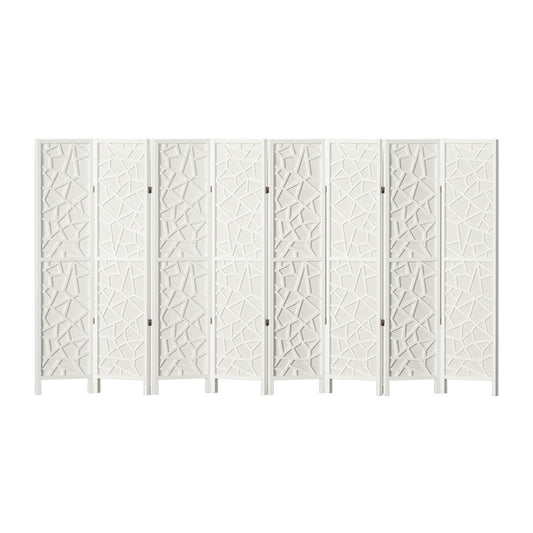 8 Panel Room Divider Screen 325x170cm Clover White
