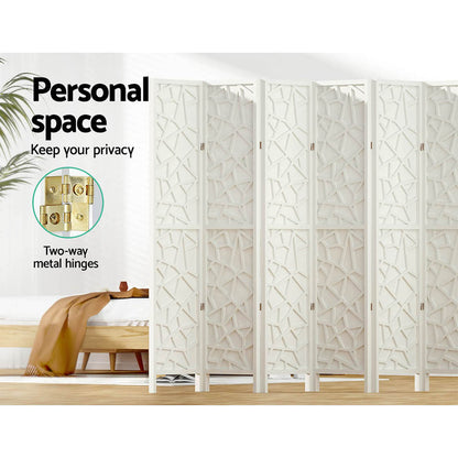 8 Panel Room Divider Screen 325x170cm Clover White