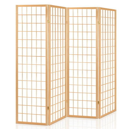 4 Panel Room Divider Screen 174x179cm Natural