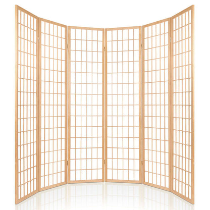 6 Panel Room Divider Screen 261x179cm Natural