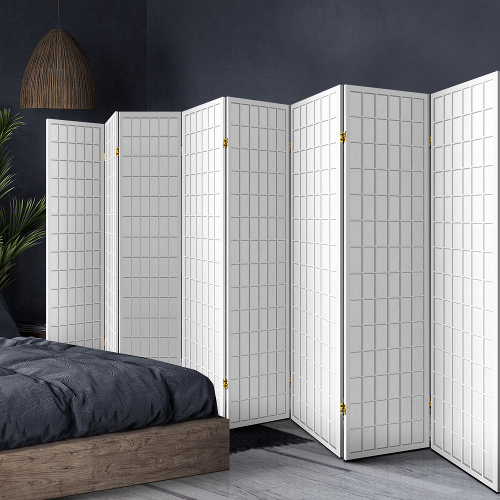 8 Panel Room Divider Screen 348x179cm White