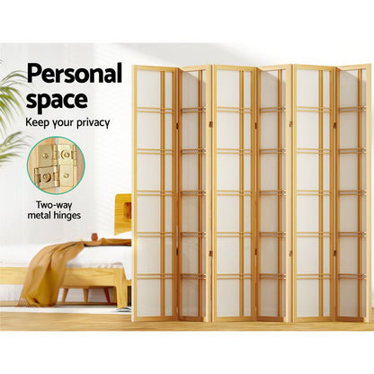 6 Panel Room Divider Screen 265x179cm Nova Natural