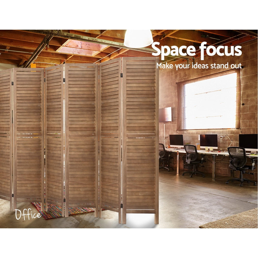 8 Panel Room Divider Screen 326x170cm Louver Oak