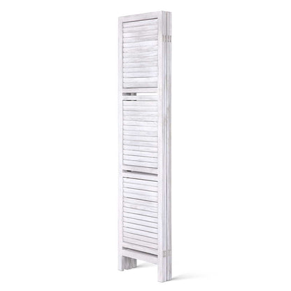 4 Panel Room Divider Screen 163x170cm Shelf White