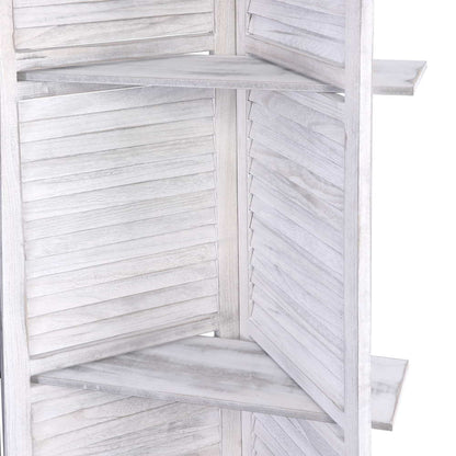 4 Panel Room Divider Screen 163x170cm Shelf White