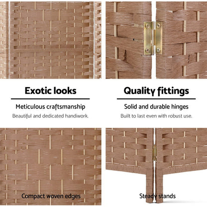 6 Panel Room Divider Screen 245x170cm Woven Natural