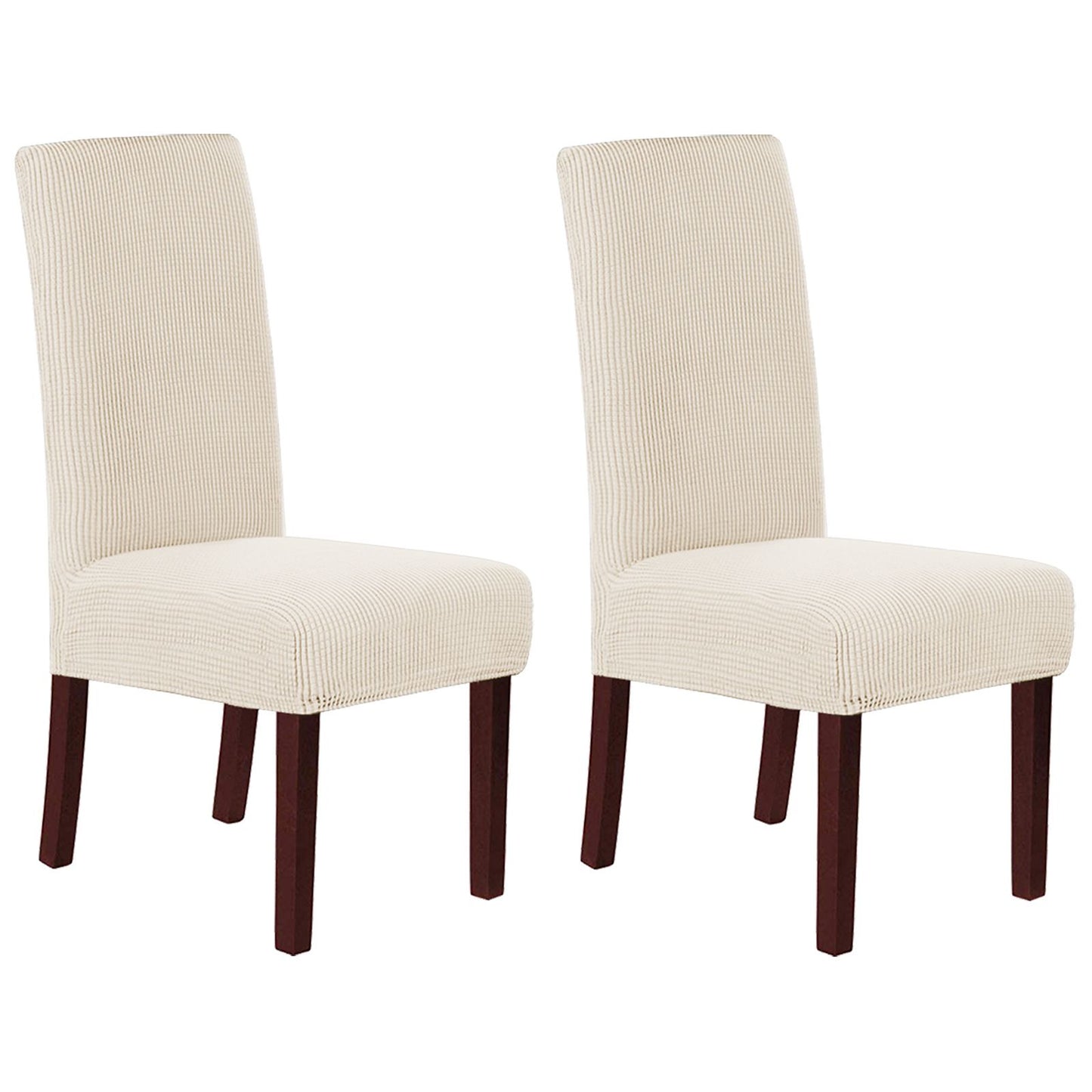 Stretch Full Cover Chair Cover 6-Pack - Waterproof Anti-Slip Elastic Seat Protector for Dining Room Hotel - Thick Warm Waffle Texture - Natural (6-Pack)