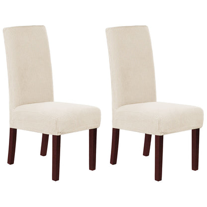 Stretch Full Cover Chair Cover 6-Pack - Waterproof Anti-Slip Elastic Seat Protector for Dining Room Hotel - Thick Warm Waffle Texture - Natural (6-Pack)