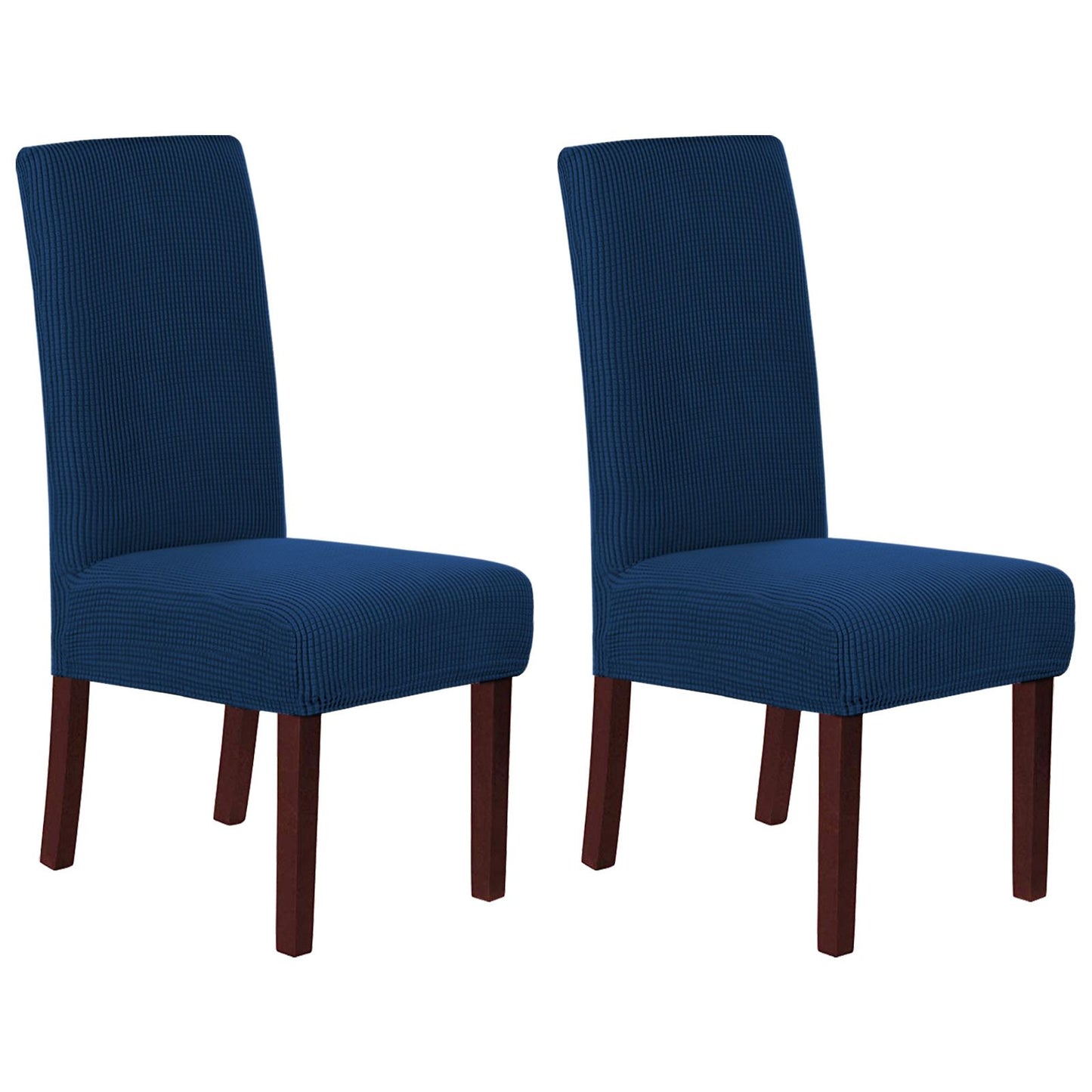 Stretch Full Cover Chair Cover 6-Pack - Waterproof Anti-Slip Elastic Seat Protector for Dining Room Hotel - Thick Warm Waffle Texture - Navy (6-Pack)