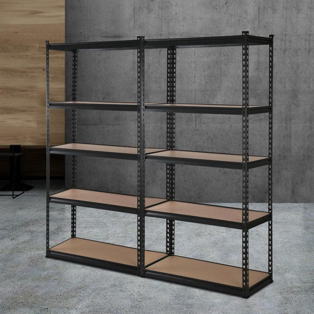 2x1.5M Garage Shelving Warehouse Rack Pallet Racking Storage Shelve Black