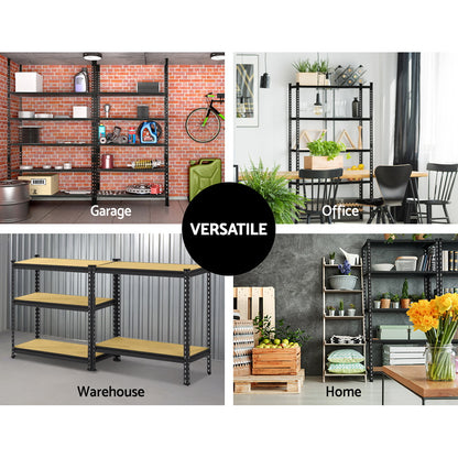 2x1.5M Garage Shelving Warehouse Rack Pallet Racking Storage Shelve Black